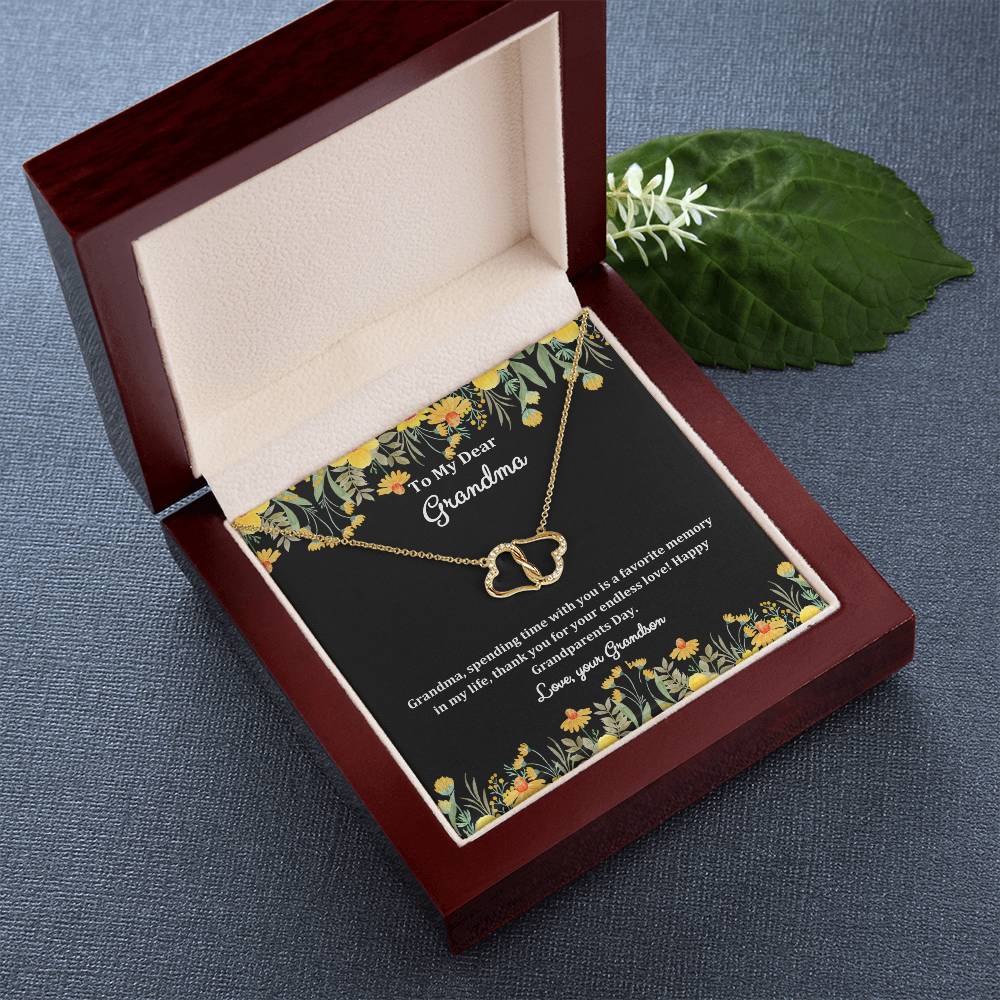 "She cried tears of joy when she read this!"  Everlasting Love Solid Gold Interlocking Hearts with Pave Diamonds, From Grandson
