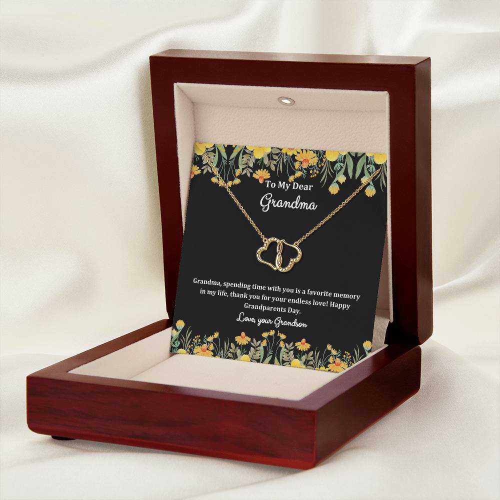 "She cried tears of joy when she read this!"  Everlasting Love Solid Gold Interlocking Hearts with Pave Diamonds, From Grandson