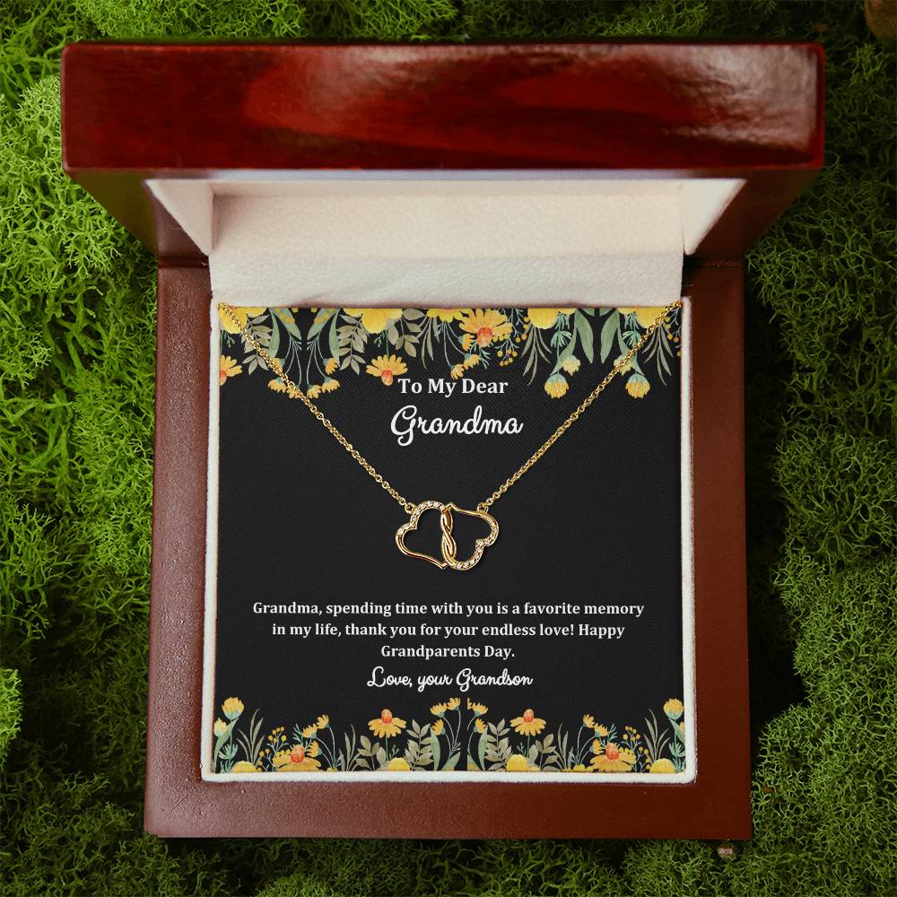 "She cried tears of joy when she read this!"  Everlasting Love Solid Gold Interlocking Hearts with Pave Diamonds, From Grandson