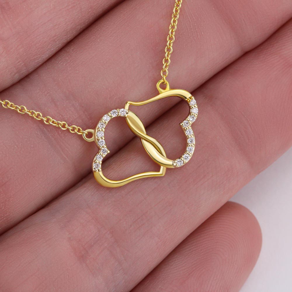 "She cried tears of joy when she read this!"  Everlasting Love Solid Gold Interlocking Hearts with Pave Diamonds, From Grandson