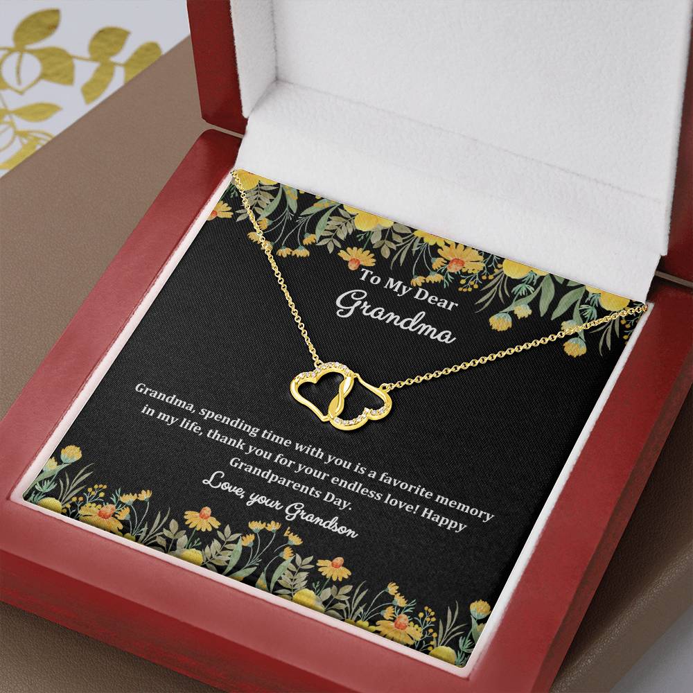 "She cried tears of joy when she read this!"  Everlasting Love Solid Gold Interlocking Hearts with Pave Diamonds, From Grandson