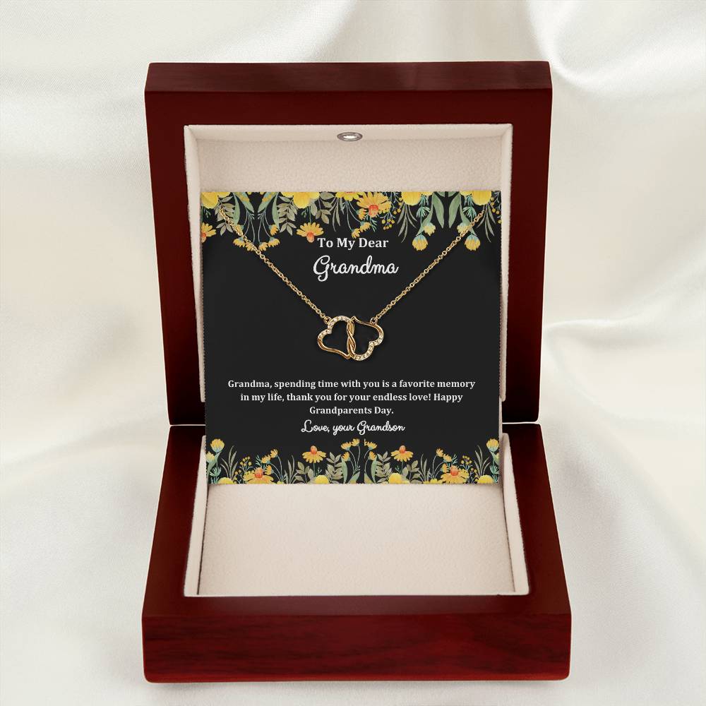 "She cried tears of joy when she read this!"  Everlasting Love Solid Gold Interlocking Hearts with Pave Diamonds, From Grandson