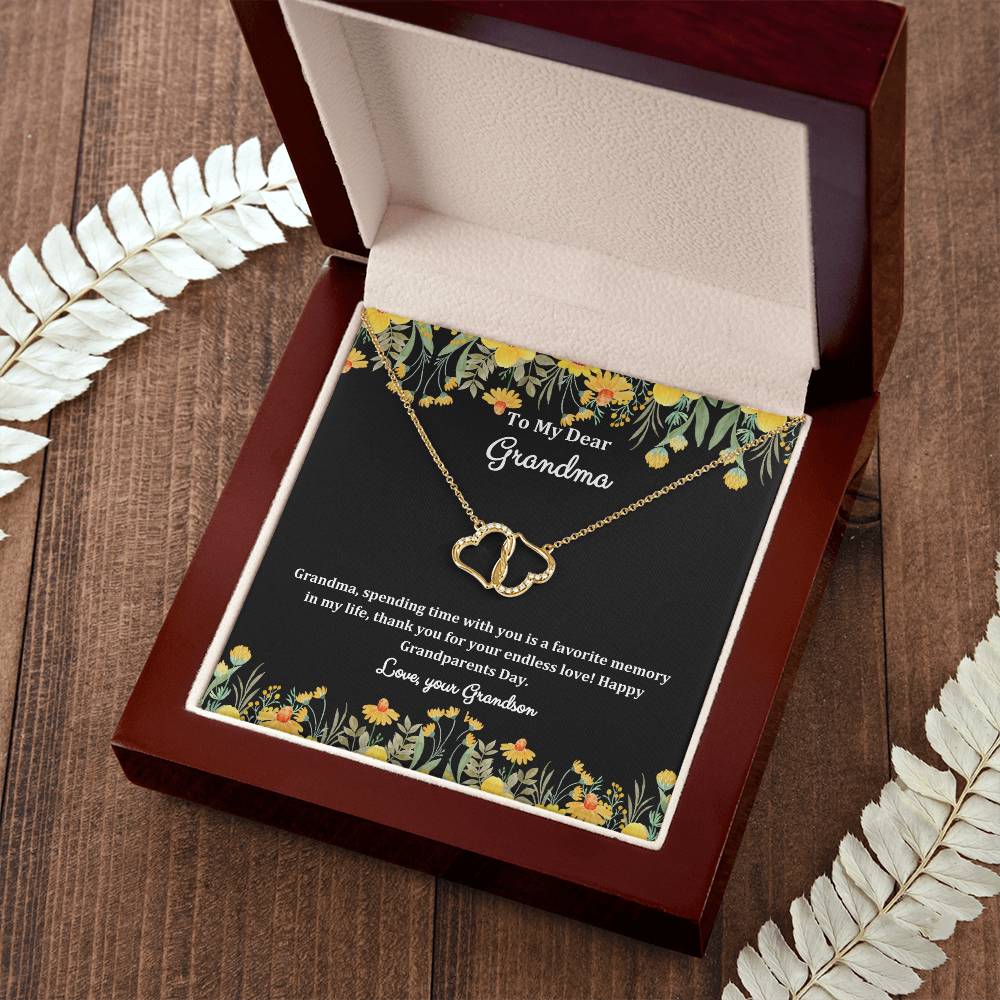 "She cried tears of joy when she read this!"  Everlasting Love Solid Gold Interlocking Hearts with Pave Diamonds, From Grandson