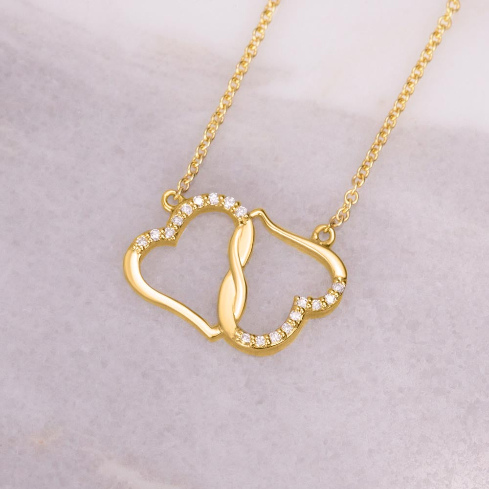 "She cried tears of joy when she read this!"  Everlasting Love Solid Gold Interlocking Hearts with Pave Diamonds, From Grandson