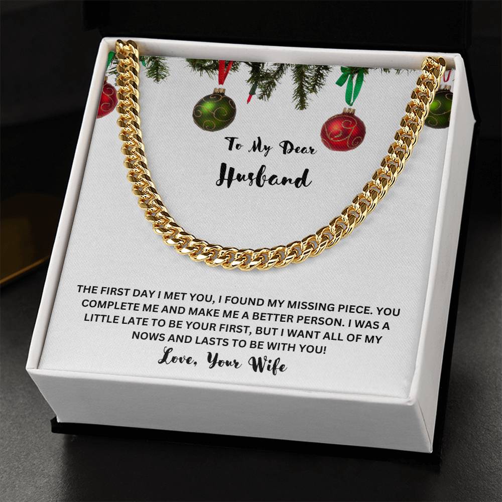 " He started to shed a tear when he read this", Cuban Link Chain in Stainless Steel and  14 K Gold finish