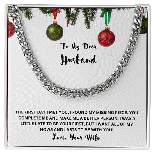 " He started to shed a tear when he read this", Cuban Link Chain in Stainless Steel and  14 K Gold finish