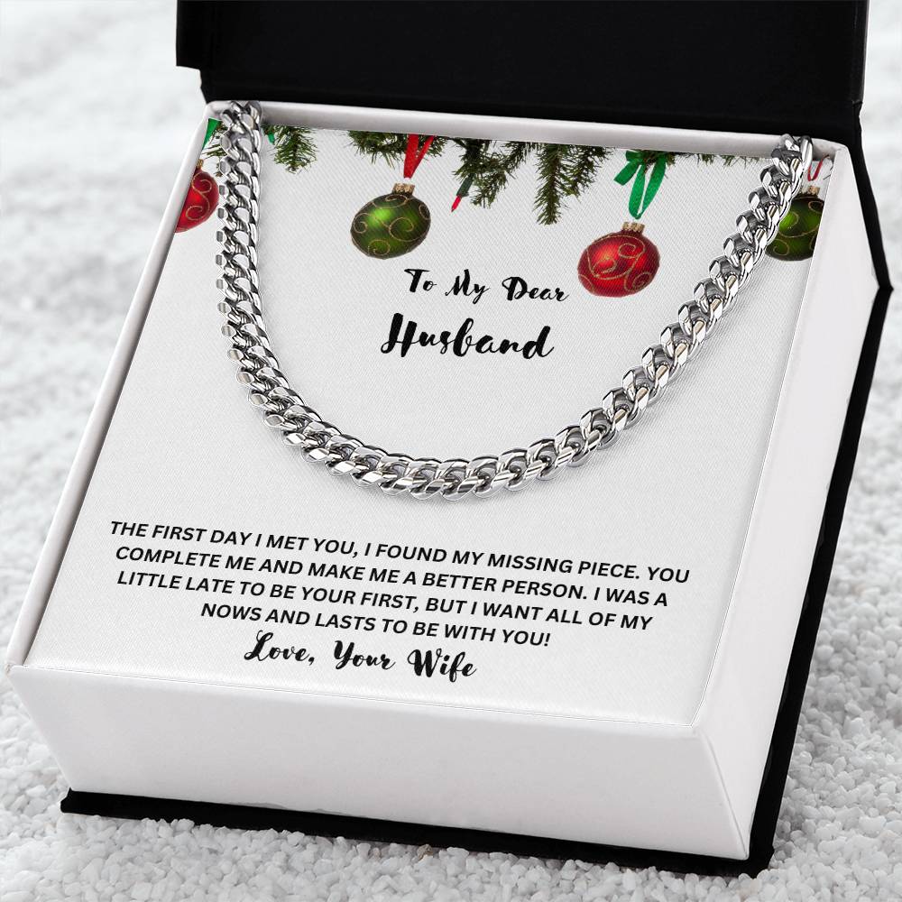 " He started to shed a tear when he read this", Cuban Link Chain in Stainless Steel and  14 K Gold finish