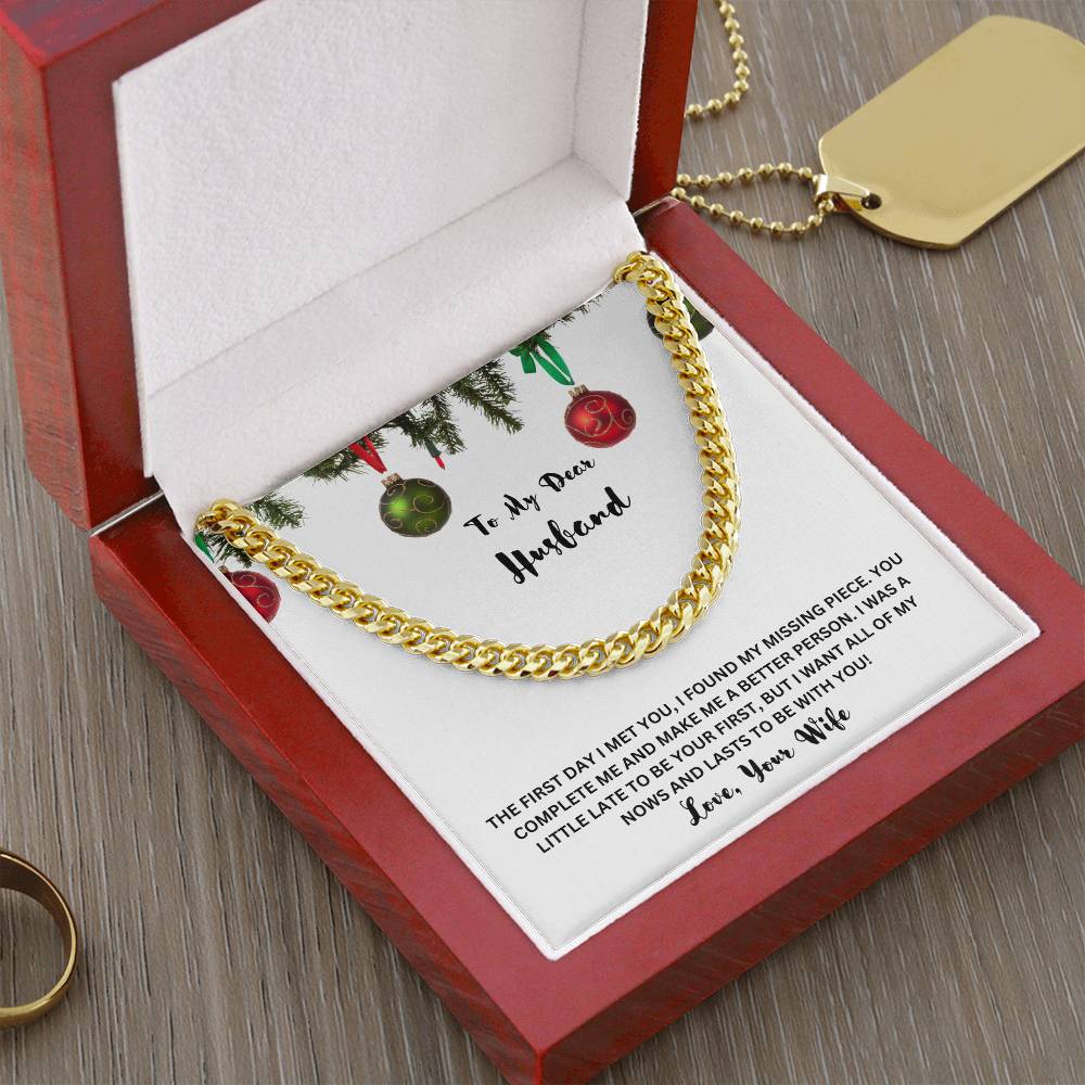 " He started to shed a tear when he read this", Cuban Link Chain in Stainless Steel and  14 K Gold finish