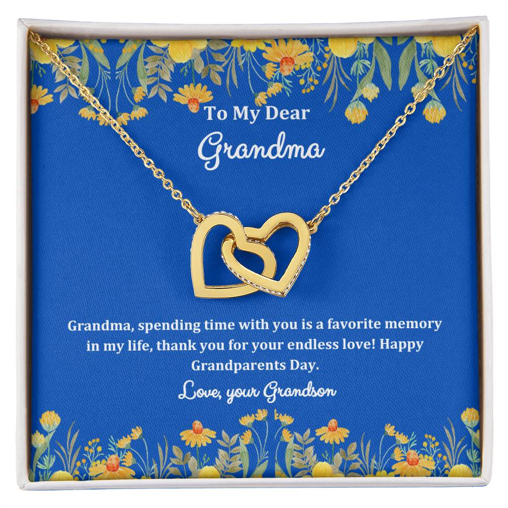 "She cried when she opened the box and read this!" Interlocking Hearts Necklace (Yellow and White Variants), From Grandson
