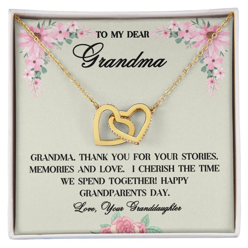 "She cried when she read this!"  Interlocking Hearts Necklace (Yellow and White Gold Variants), From Granddaughter