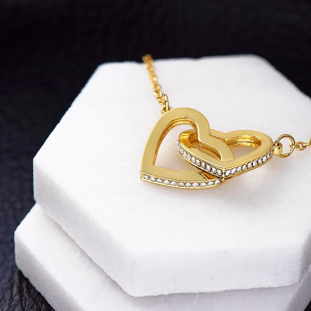 "She cried when she opened the box and read this!" Interlocking Hearts Necklace (Yellow and White Variants), From Grandson