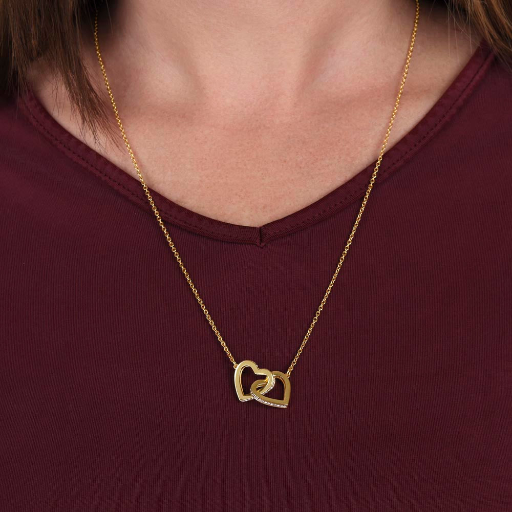 "She cried when she opened the box and read this!" Interlocking Hearts Necklace (Yellow and White Variants), From Grandson