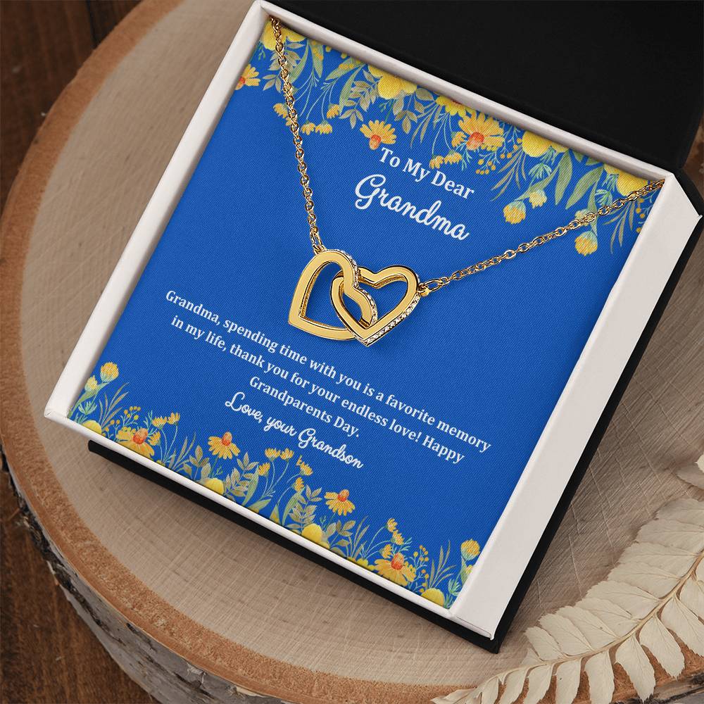 "She cried when she opened the box and read this!" Interlocking Hearts Necklace (Yellow and White Variants), From Grandson
