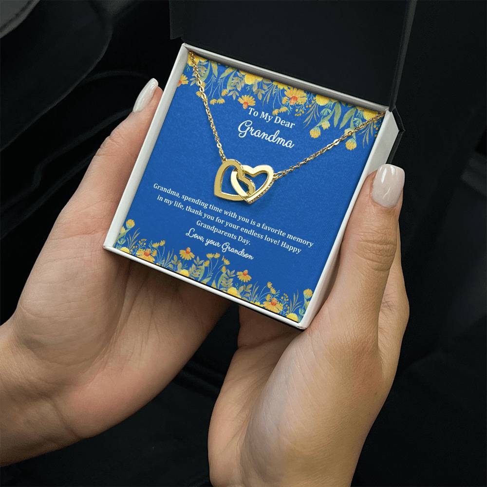 "She cried when she opened the box and read this!" Interlocking Hearts Necklace (Yellow and White Variants), From Grandson