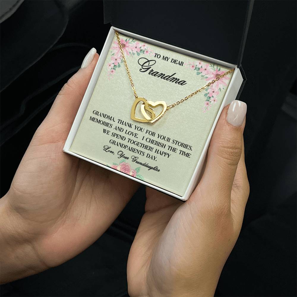 "She cried when she read this!"  Interlocking Hearts Necklace (Yellow and White Gold Variants), From Granddaughter