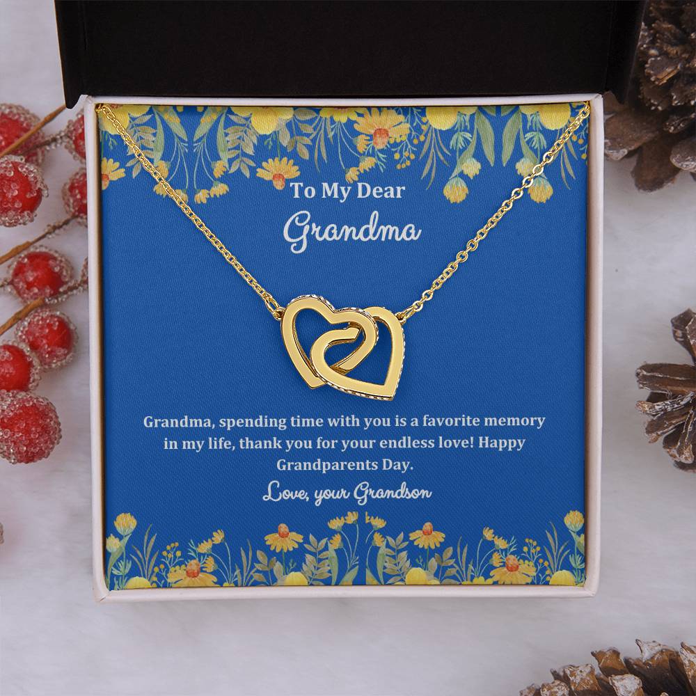 "She cried when she opened the box and read this!" Interlocking Hearts Necklace (Yellow and White Variants), From Grandson