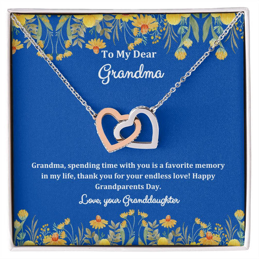"She cried when she opened the box and read this!" Interlocking Hearts Necklace (White/Rose Gold Variants), From Granddaughter