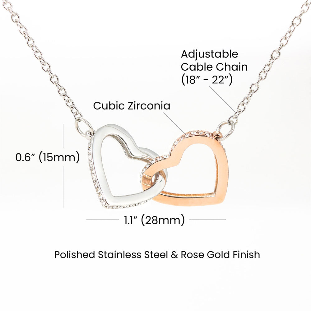 "She cried when she opened the box and read this!" Interlocking Hearts Necklace (White/Rose Gold Variants), From Granddaughter
