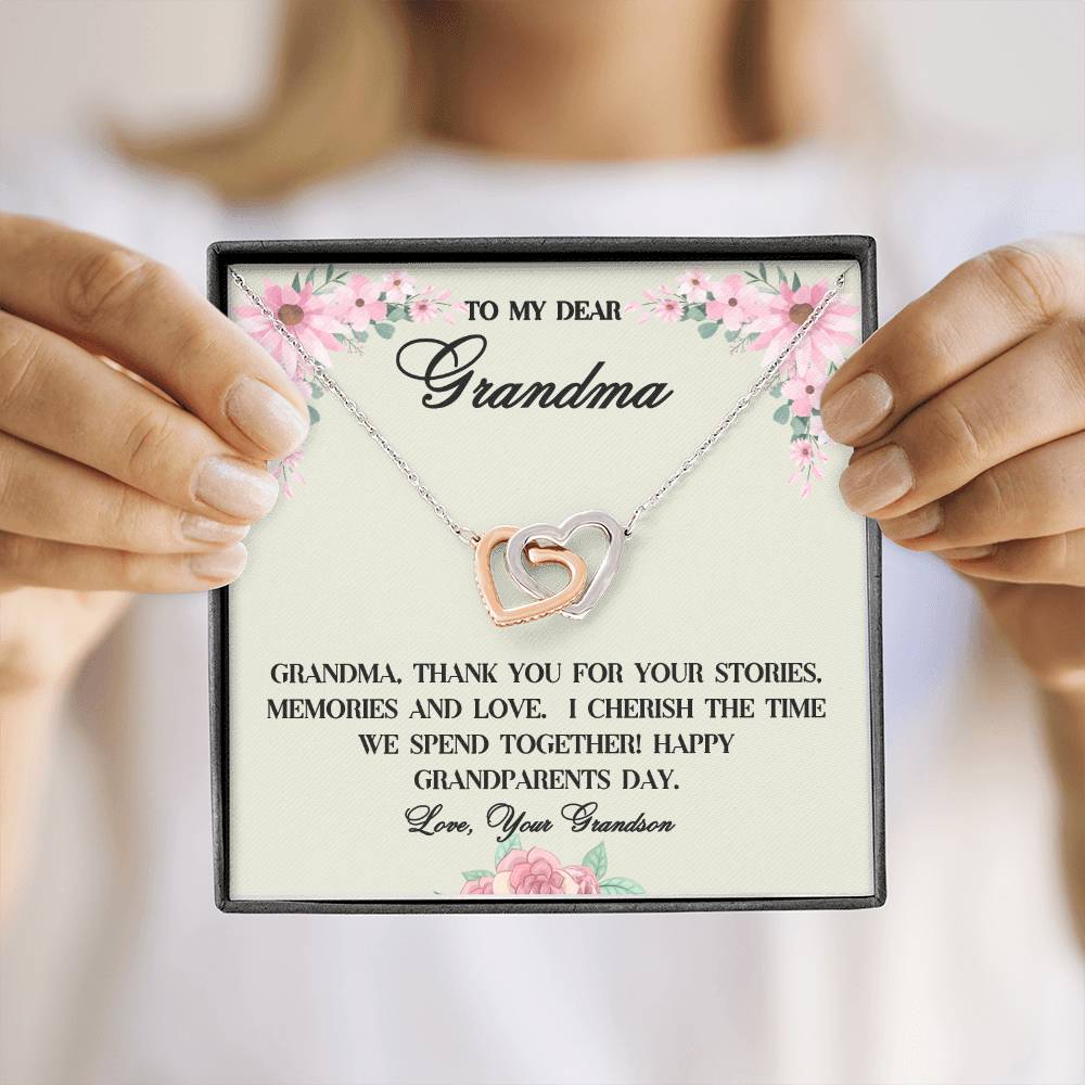 "She cried when she read this!"  Interlocking Hearts Necklace (Yellow and White Gold Variants), From Grandson