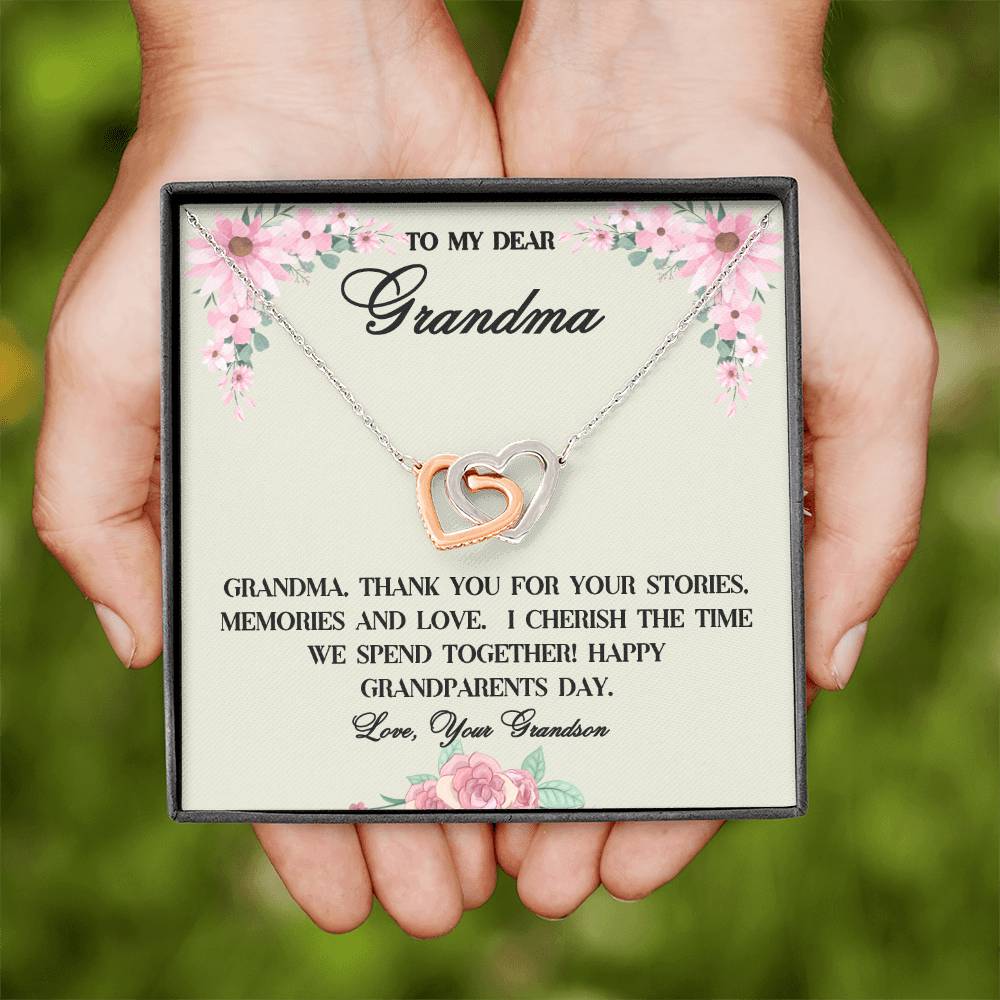 "She cried when she read this!"  Interlocking Hearts Necklace (Yellow and White Gold Variants), From Grandson