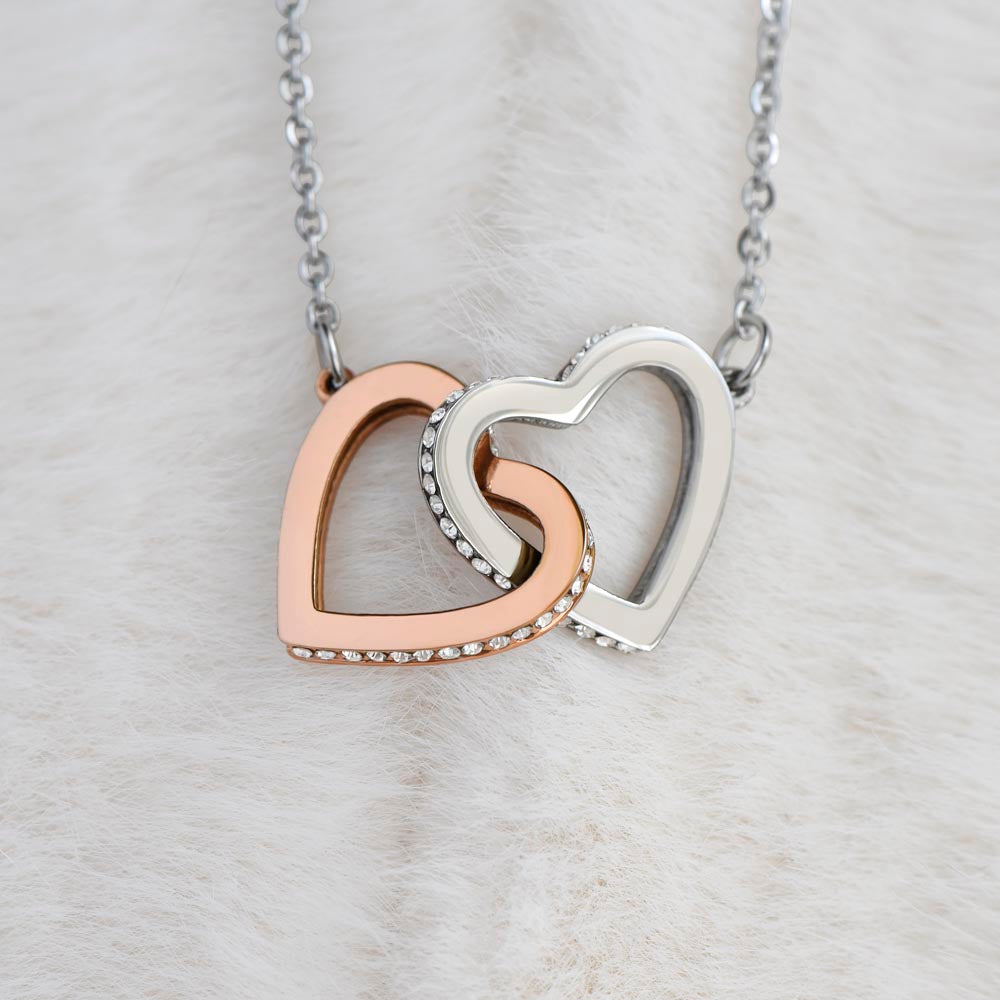 "She cried when she opened the box and read this!" Interlocking Hearts Necklace (White/Rose Gold Variants), From Granddaughter