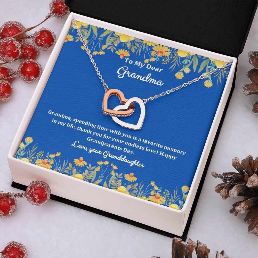 "She cried when she opened the box and read this!" Interlocking Hearts Necklace (White/Rose Gold Variants), From Granddaughter
