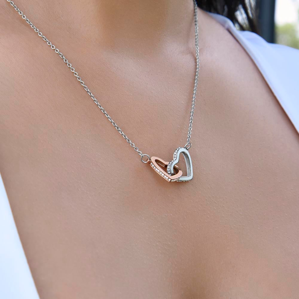 "She cried when she opened the box and read this!" Interlocking Hearts Necklace (White/Rose Gold Variants), From Granddaughter