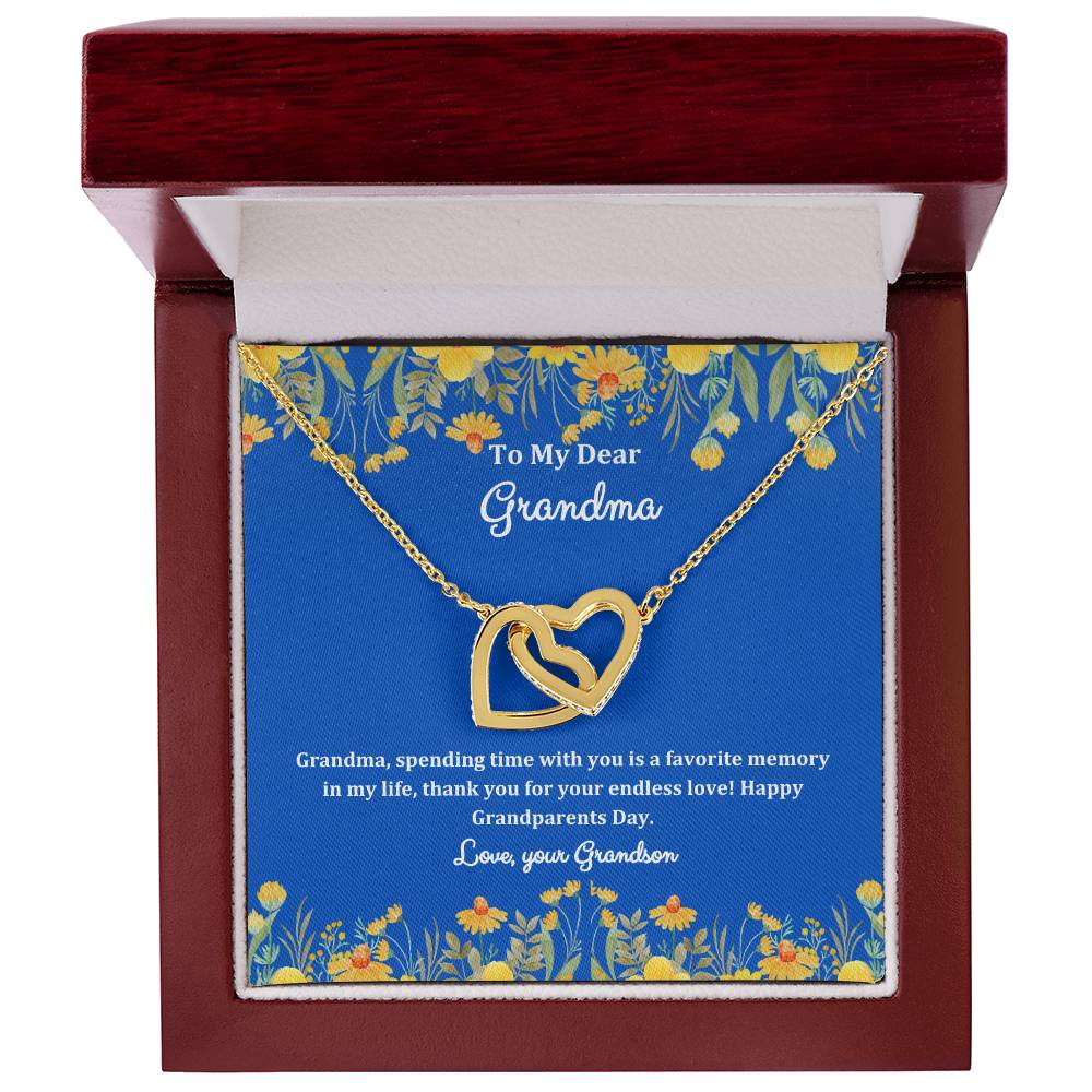 "She cried when she opened the box and read this!" Interlocking Hearts Necklace (Yellow and White Variants), From Grandson