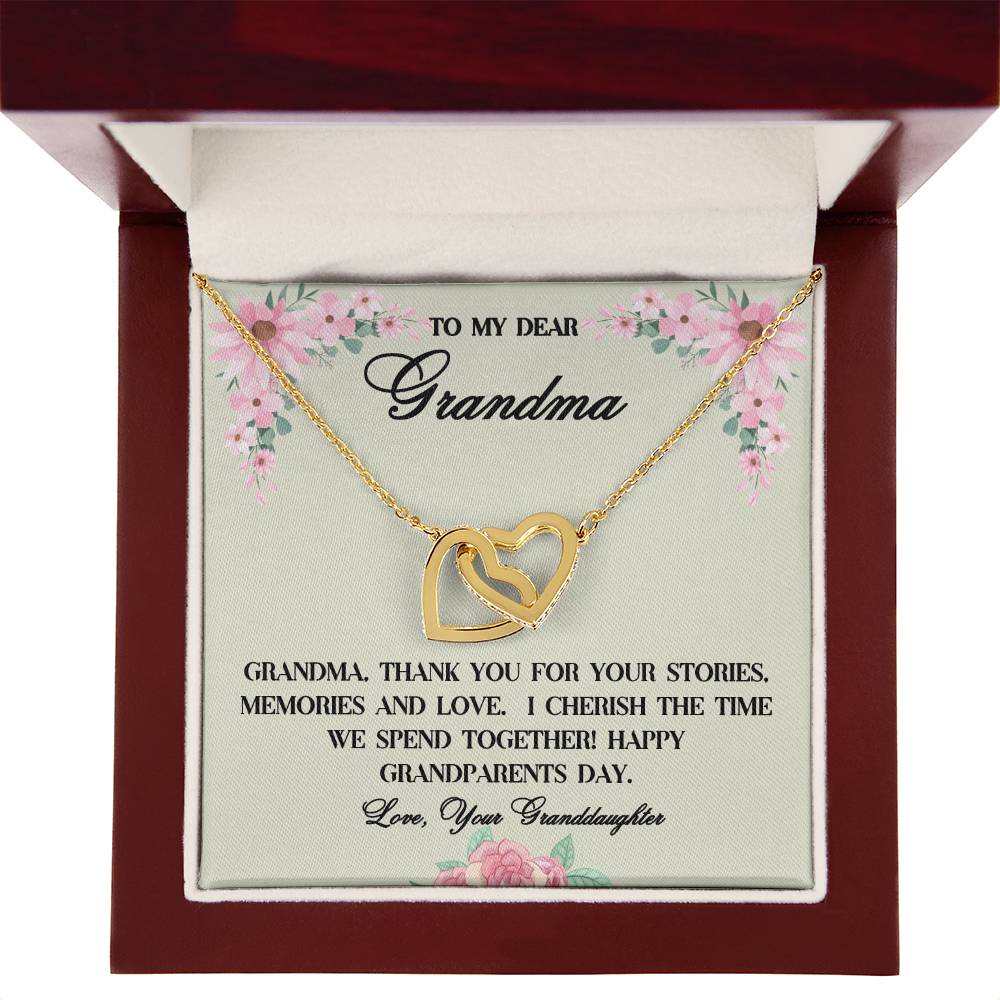 "She cried when she read this!"  Interlocking Hearts Necklace (Yellow and White Gold Variants), From Granddaughter