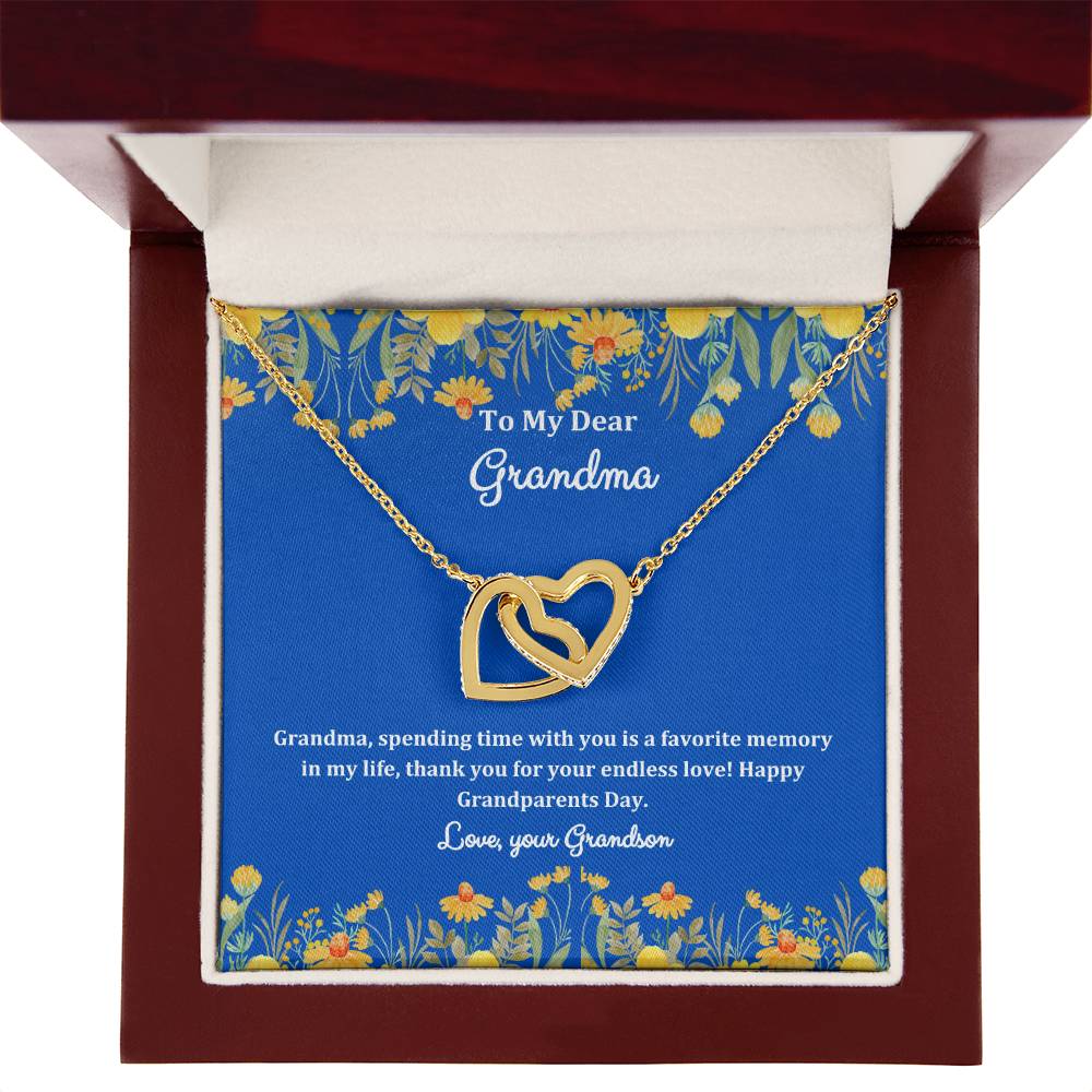 "She cried when she opened the box and read this!" Interlocking Hearts Necklace (Yellow and White Variants), From Grandson