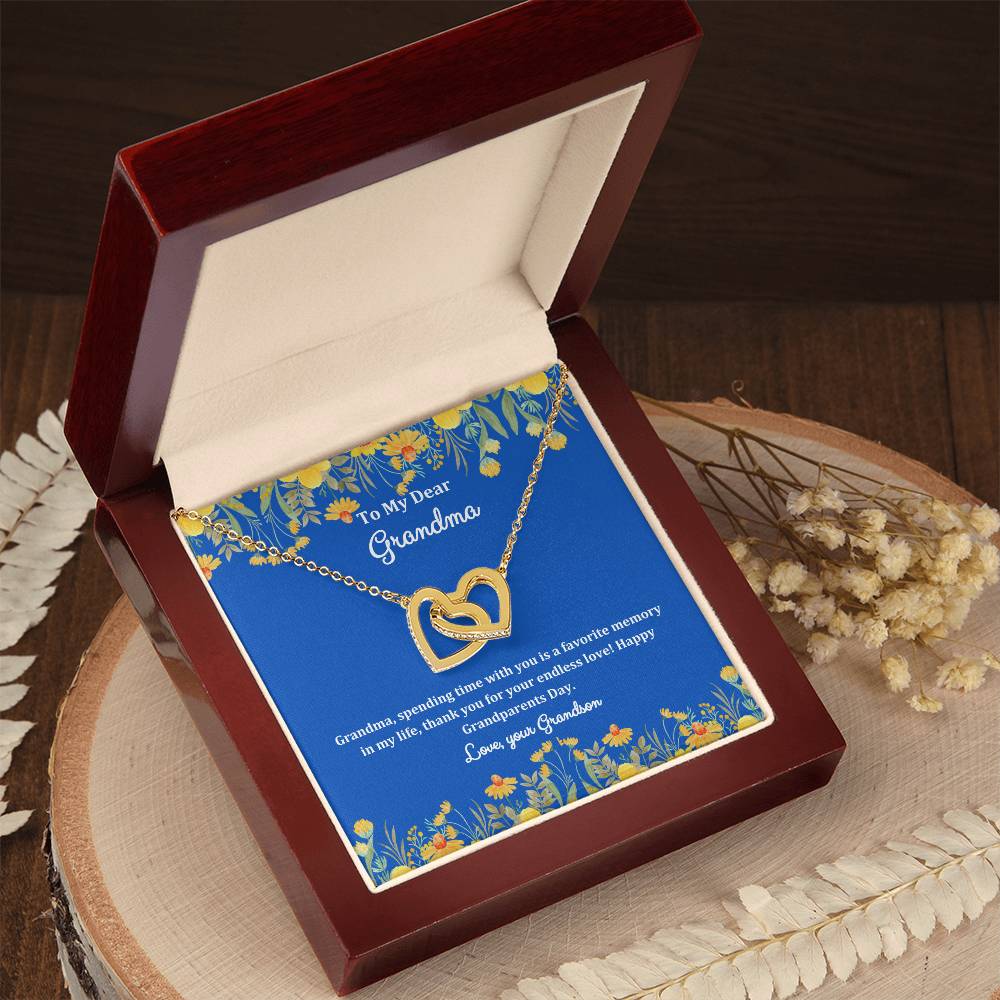 "She cried when she opened the box and read this!" Interlocking Hearts Necklace (Yellow and White Variants), From Grandson