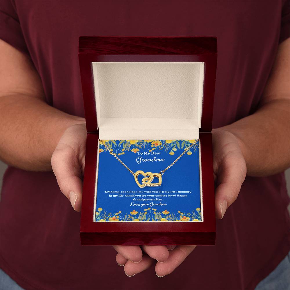 "She cried when she opened the box and read this!" Interlocking Hearts Necklace (Yellow and White Variants), From Grandson