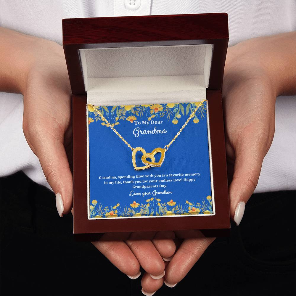 "She cried when she opened the box and read this!" Interlocking Hearts Necklace (Yellow and White Variants), From Grandson