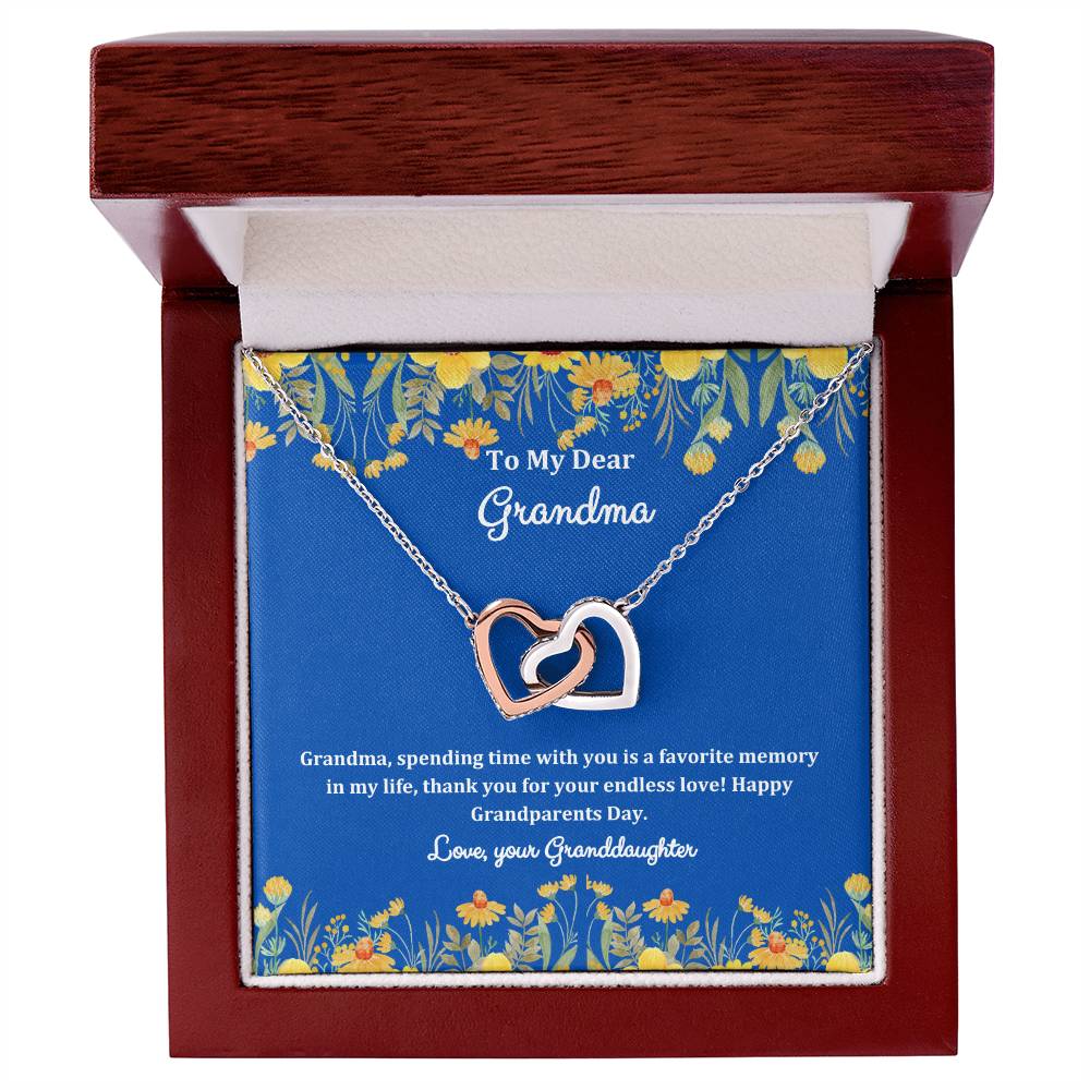"She cried when she opened the box and read this!" Interlocking Hearts Necklace (White/Rose Gold Variants), From Granddaughter