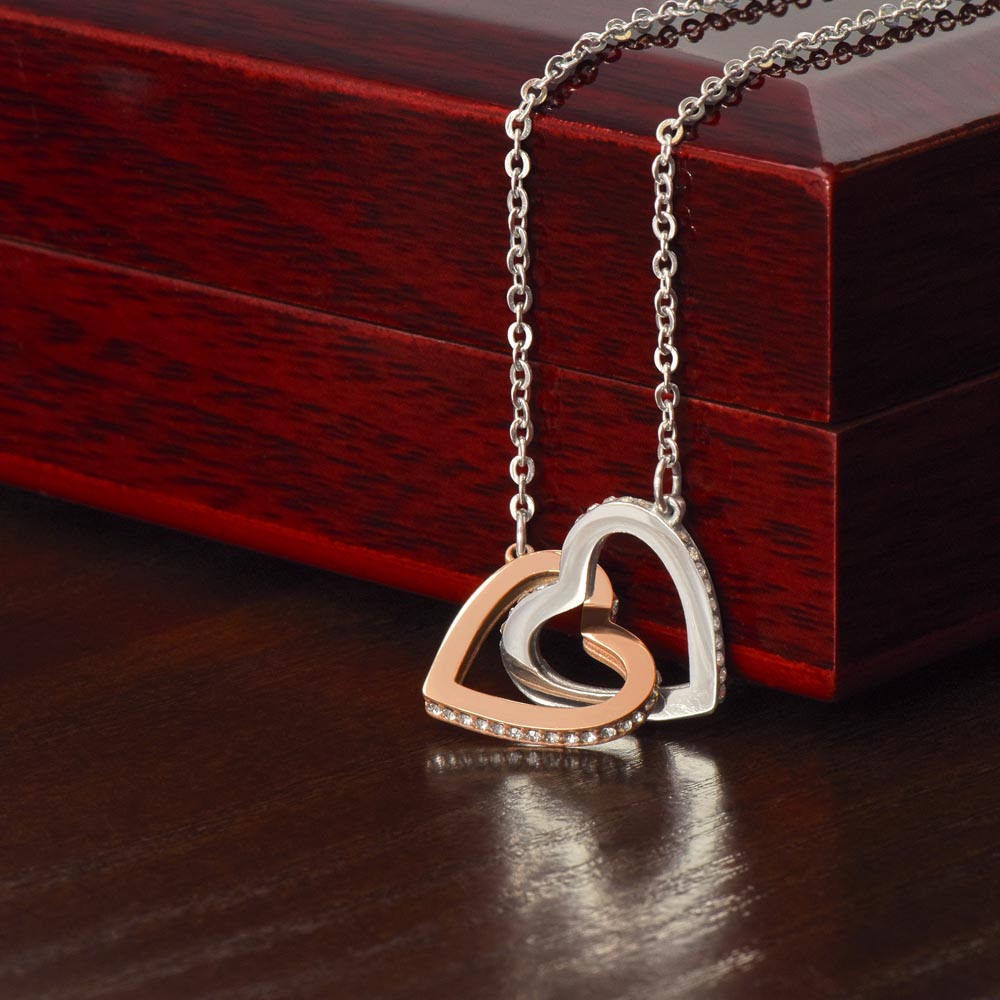 "She cried when she opened the box and read this!" Interlocking Hearts Necklace (Yellow and White Variants), From Grandson