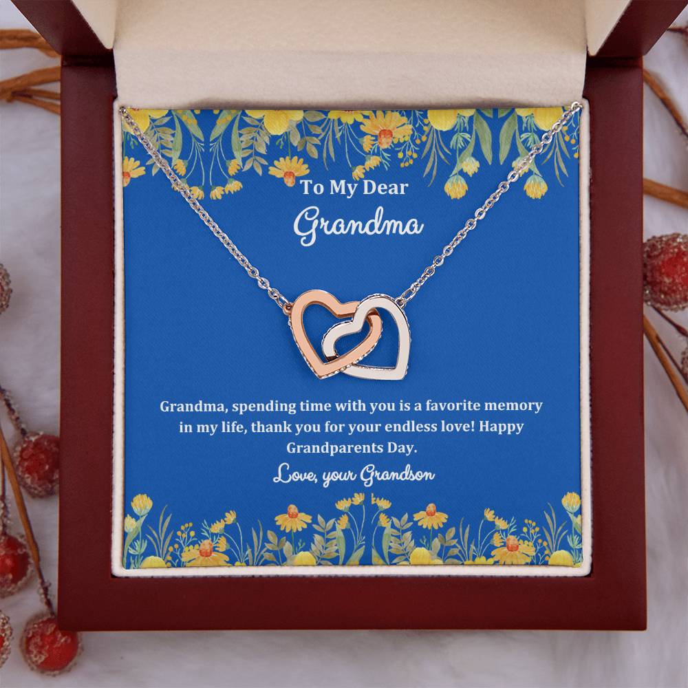 "She cried when she opened the box and read this!" Interlocking Hearts Necklace (Yellow and White Variants), From Grandson