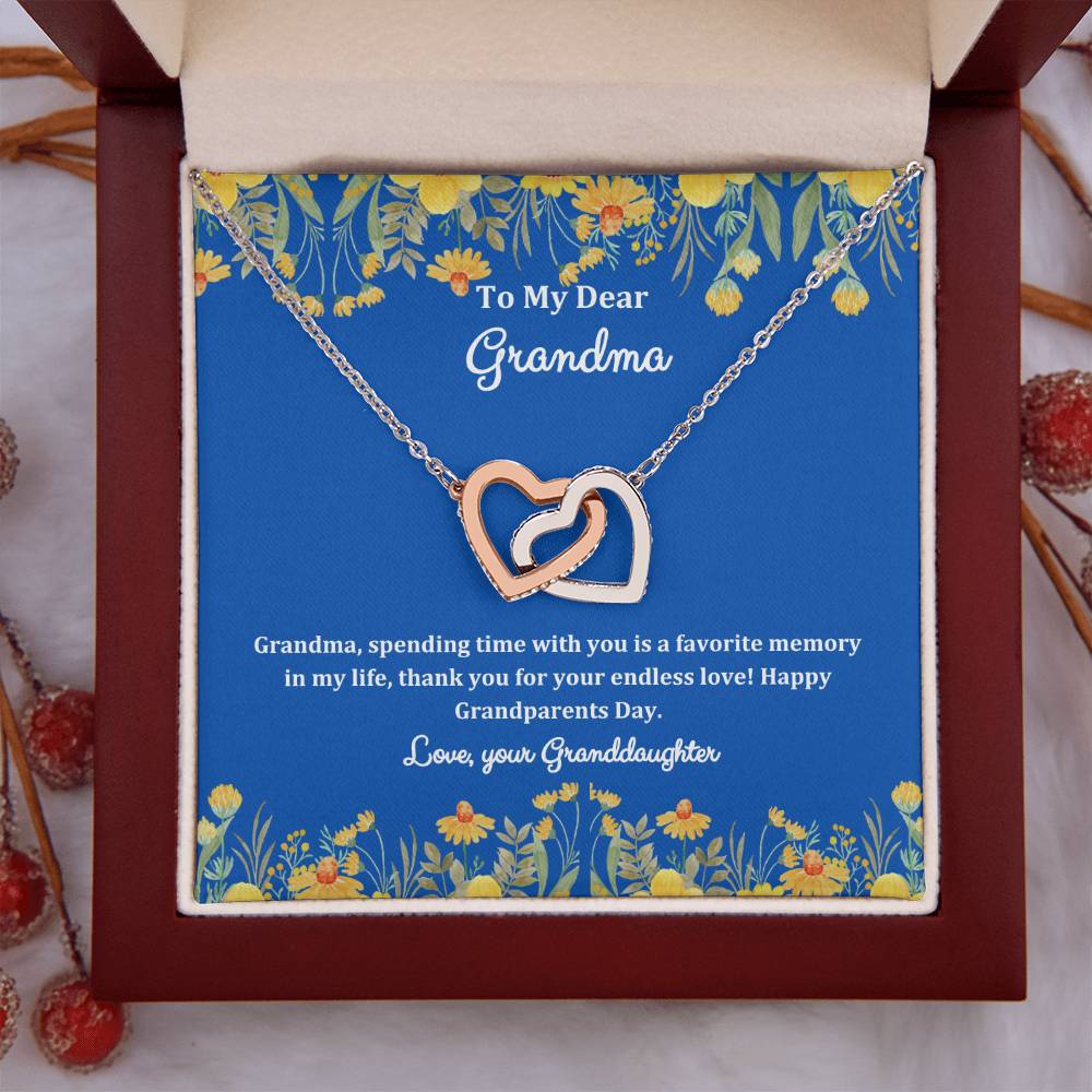 "She cried when she opened the box and read this!" Interlocking Hearts Necklace (White/Rose Gold Variants), From Granddaughter