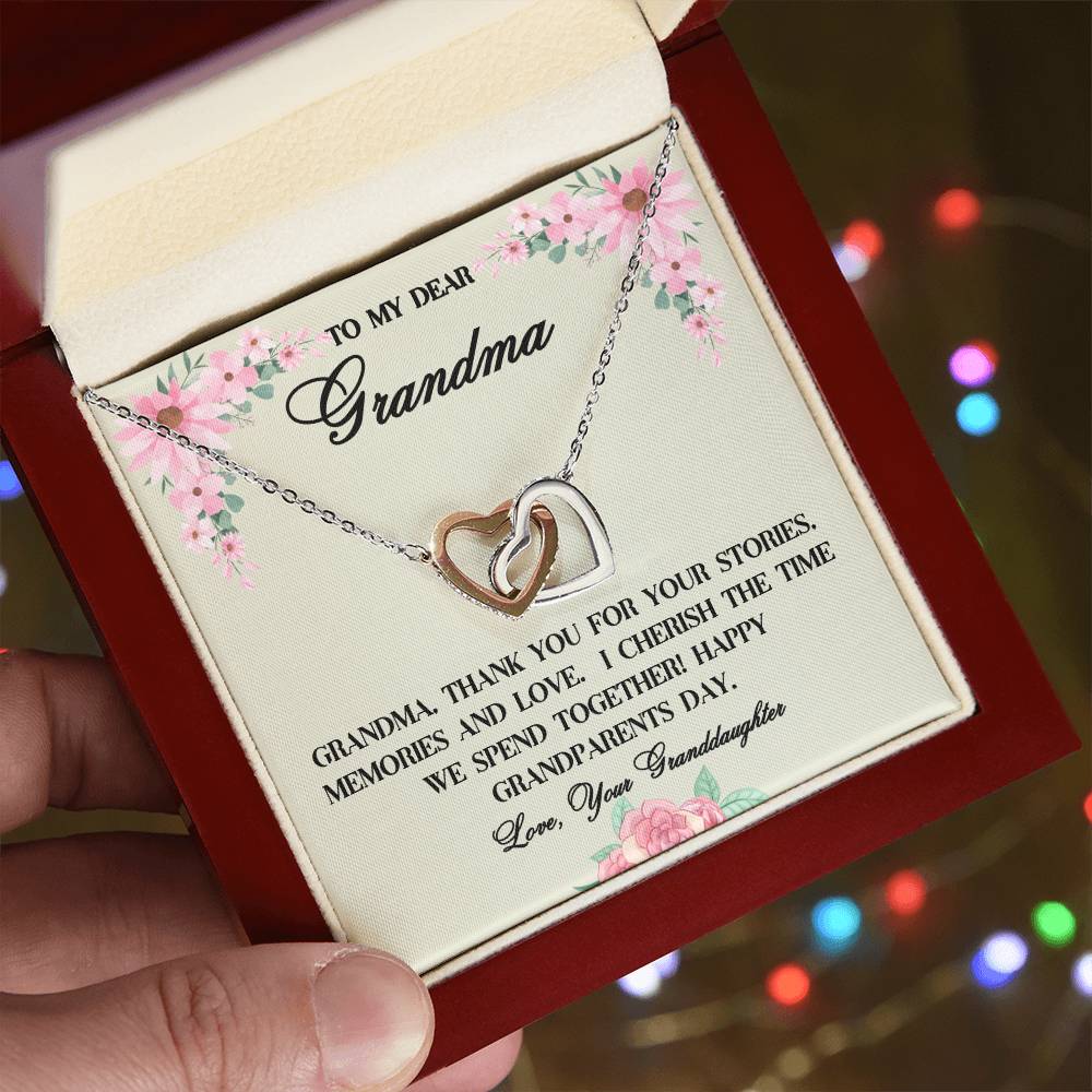 "She cried when she read this!"  Interlocking Hearts Necklace (Yellow and White Gold Variants), From Granddaughter