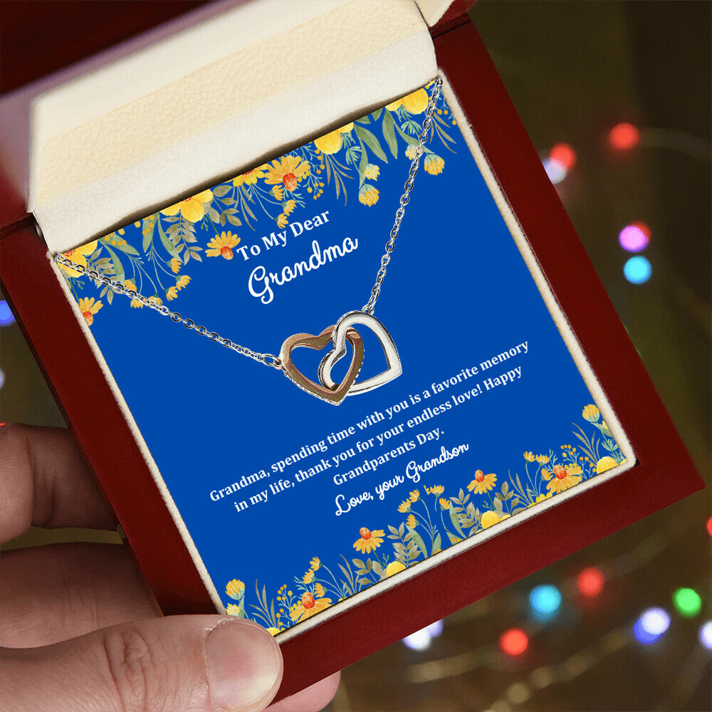 "She cried when she opened the box and read this!" Interlocking Hearts Necklace (Yellow and White Variants), From Grandson