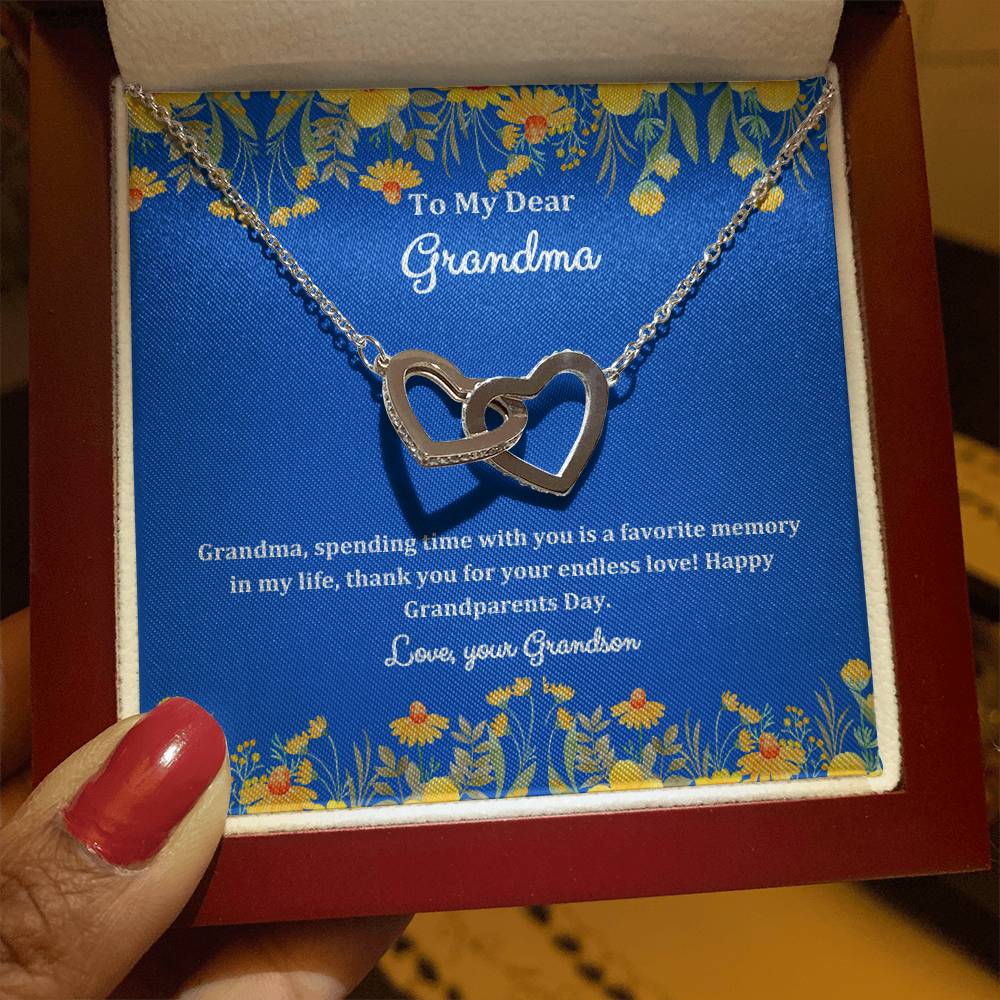 "She cried when she opened the box and read this!" Interlocking Hearts Necklace (Yellow and White Variants), From Grandson
