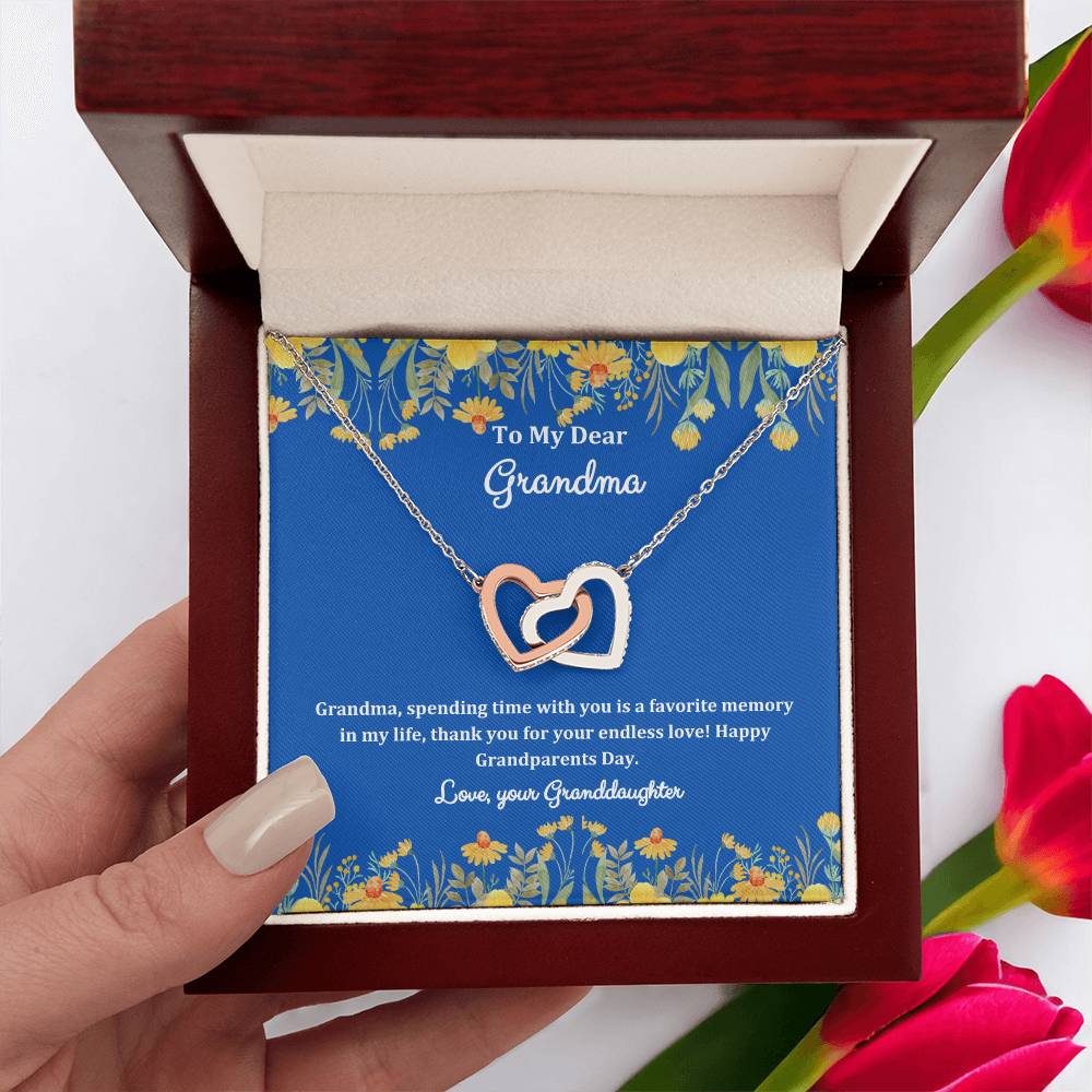 "She cried when she opened the box and read this!" Interlocking Hearts Necklace (White/Rose Gold Variants), From Granddaughter