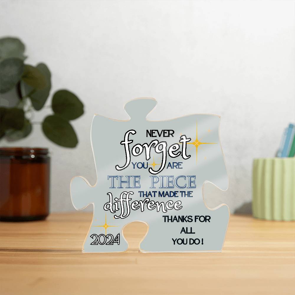 "Never Forget.." Grey,Puzzle Piece Acrylic Plaque