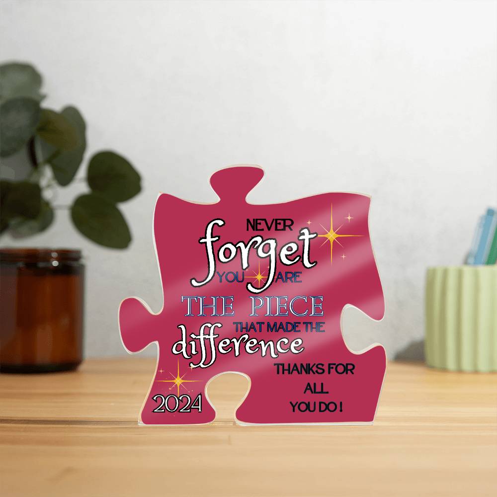 "Never Forget..." Wine, Puzzle Piece Acrylic Plaque