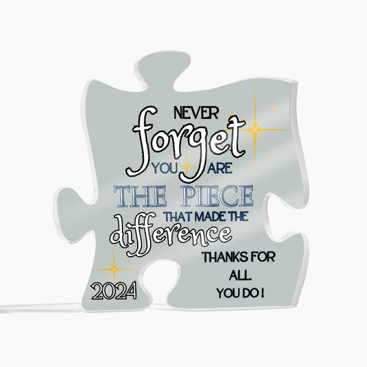 "Never Forget.." Grey,Puzzle Piece Acrylic Plaque