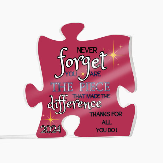 "Never Forget..." Wine, Puzzle Piece Acrylic Plaque