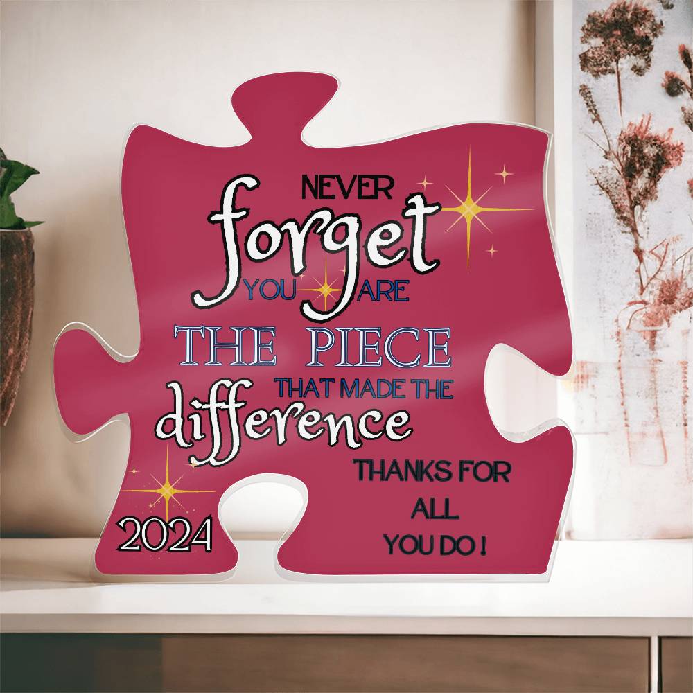 "Never Forget..." Wine, Puzzle Piece Acrylic Plaque