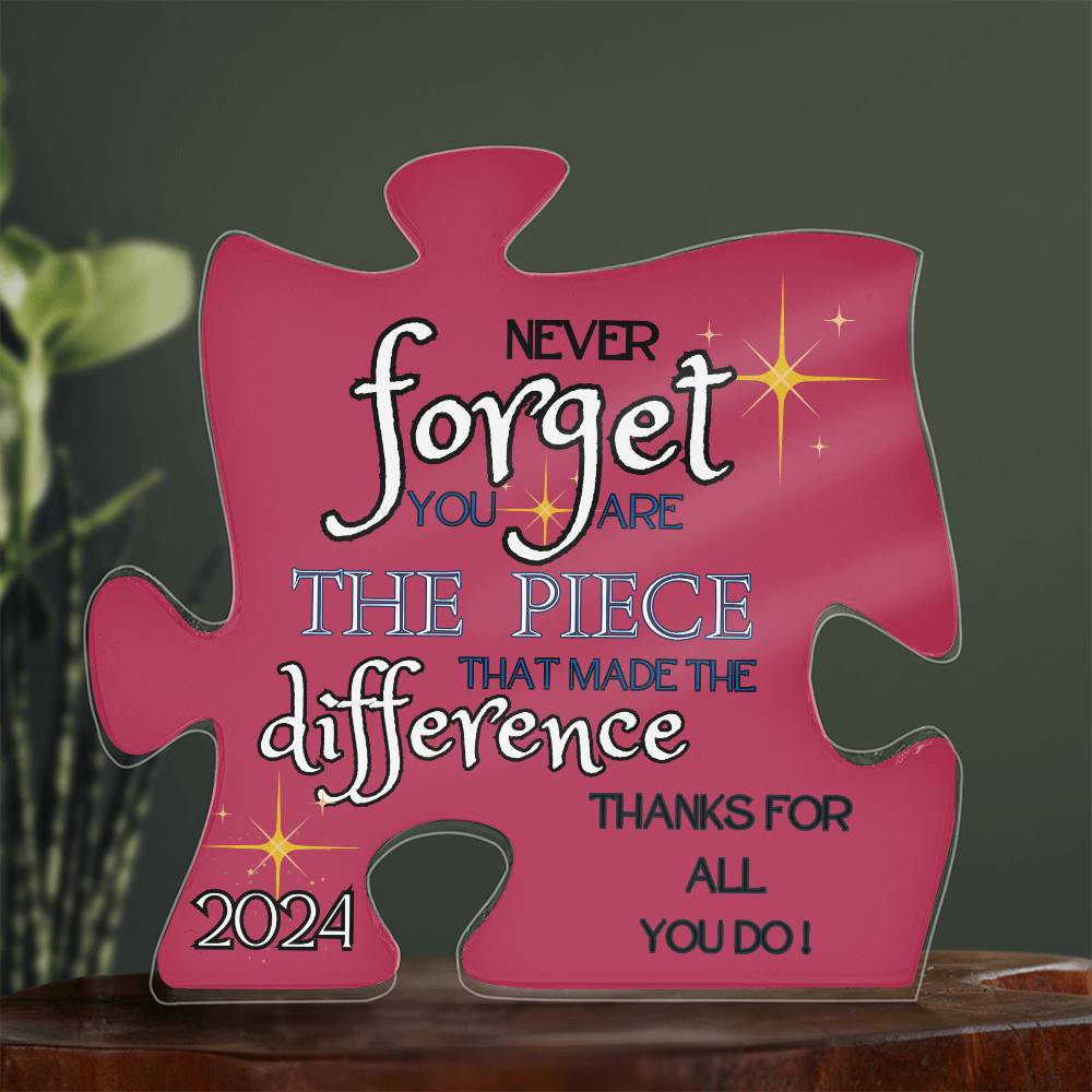 "Never Forget..." Wine, Puzzle Piece Acrylic Plaque