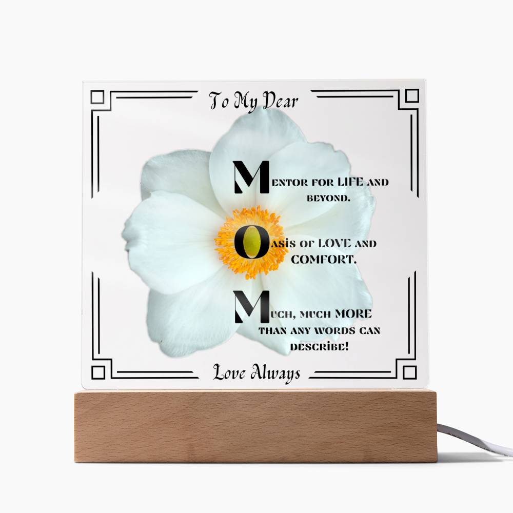 To My Dear MOM-Love Always-White Flower with Black Border Design.  "She melted when she saw this!"
