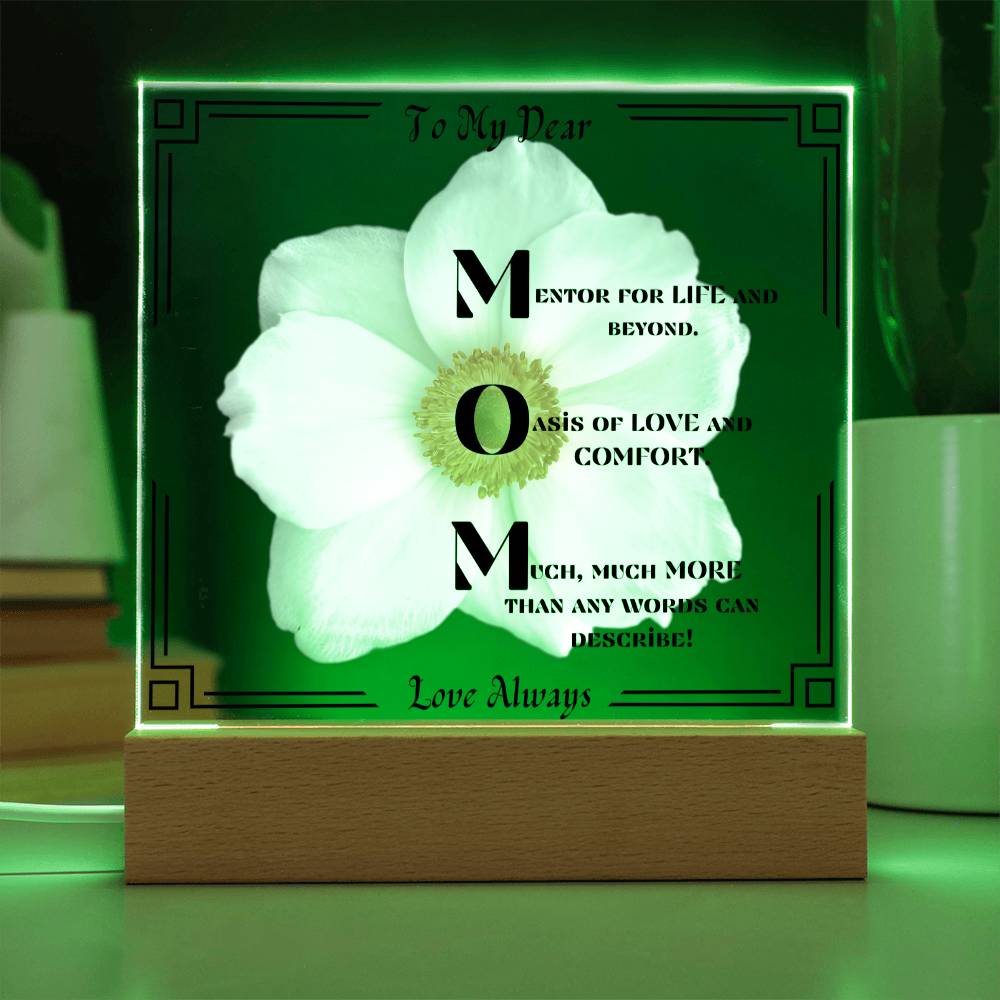 To My Dear MOM-Love Always-White Flower with Black Border Design.  "She melted when she saw this!"