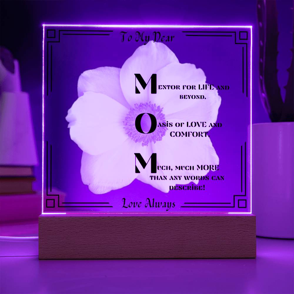 To My Dear MOM-Love Always-White Flower with Black Border Design.  "She melted when she saw this!"